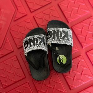 Kids Black and White Slide Sandals